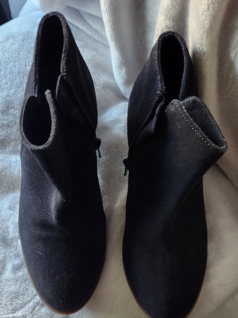 Diba Black Suede Ankle Booties with Side Zipper